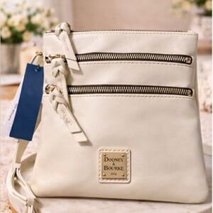 Dooney & Bourke Leather Triple Zip Crossbody | Cream